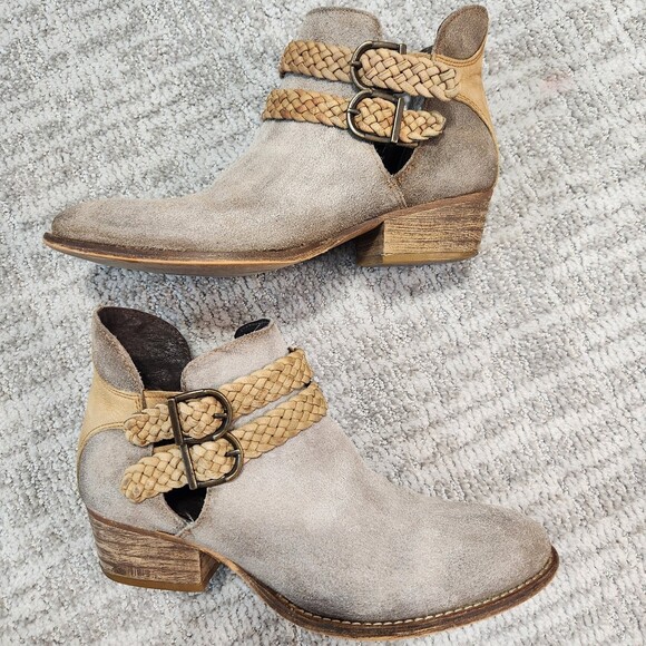 Rebels Calista Suede Leather Braided Buckles Ankle Booties Boots Gray, size 8.5 - Picture 5 of 12